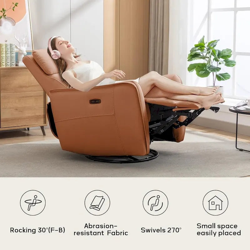 Fauteuil inclinable pivotant à bascule électrique 32.3 de large avec ports USB