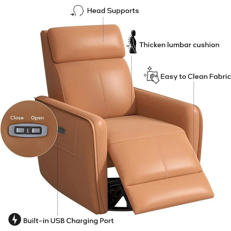Fauteuil inclinable pivotant à bascule électrique 32.3 de large avec ports USB