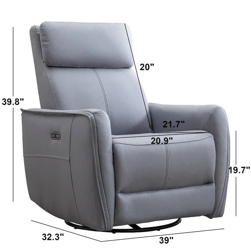 Fauteuil inclinable pivotant à bascule électrique 32.3 de large avec ports USB