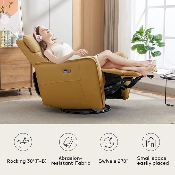 Fauteuil inclinable pivotant à bascule électrique 32.3 de large avec ports USB