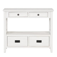 Table console de 36 po en pin de style rustique pour entrée de canapé avec 4 tiroirs et 1 étagère de rangement
