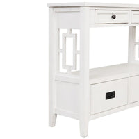 Table console de 36 po en pin de style rustique pour entrée de canapé avec 4 tiroirs et 1 étagère de rangement