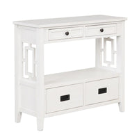 Table console de 36 po en pin de style rustique pour entrée de canapé avec 4 tiroirs et 1 étagère de rangement