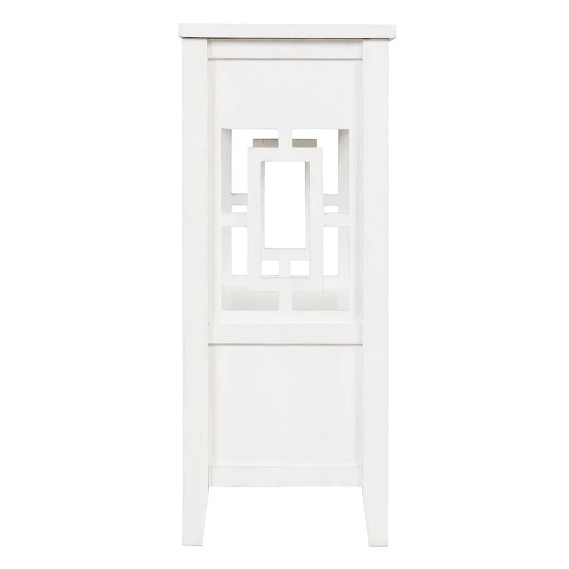 Table console de 36 po en pin de style rustique pour entrée de canapé avec 4 tiroirs et 1 étagère de rangement