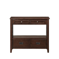 Table console de 36 po en pin de style rustique pour entrée de canapé avec 4 tiroirs et 1 étagère de rangement