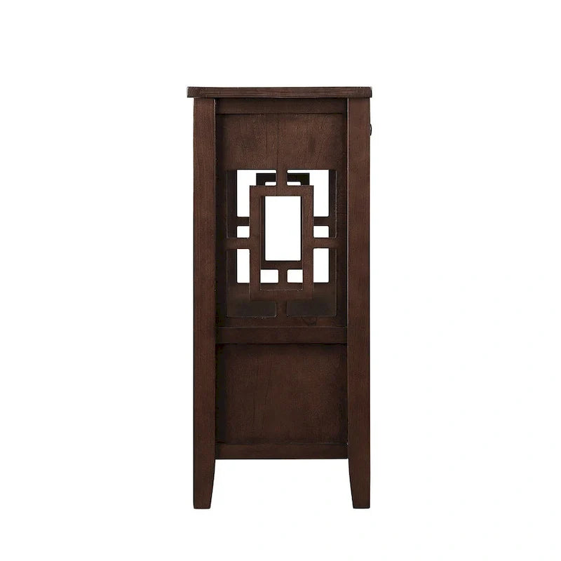 Table console de 36 po en pin de style rustique pour entrée de canapé avec 4 tiroirs et 1 étagère de rangement