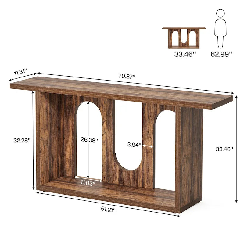 Console de canapé en bois 70.87 pouces pour entrée et salon