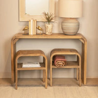 Table en bois Waterfall Edge et 2 tables d'appoint gigognes - 45,0L x 14,0l x 30,0H