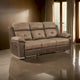 Canapé inclinable double manuel Emma de 84 pouces, microfibre marron doux, bois massif