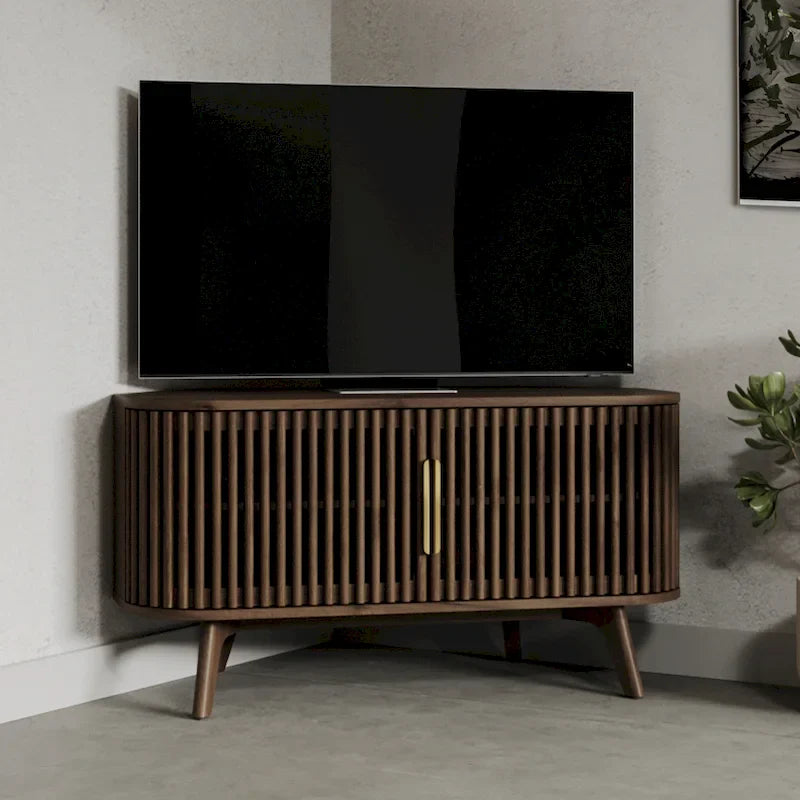 Meuble TV d'angle en bois Sierra Studio London avec accents du milieu du siècle