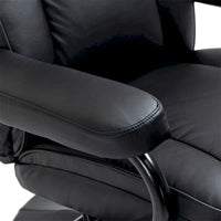 Fauteuil inclinable pivotant en cuir avec pouf repose-pieds et accoudoirs