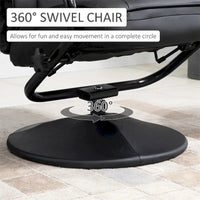 Fauteuil inclinable pivotant en cuir avec pouf repose-pieds et accoudoirs