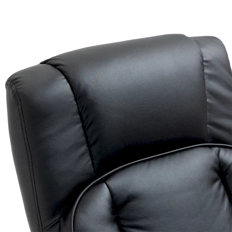 Fauteuil inclinable pivotant en cuir avec pouf repose-pieds et accoudoirs