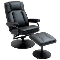 Fauteuil inclinable pivotant en cuir avec pouf repose-pieds et accoudoirs