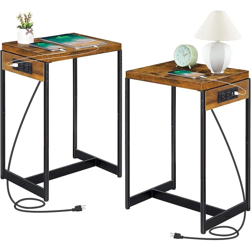Tables de chevet (lot de 2) avec station de charge