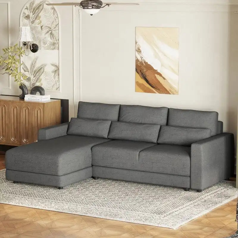 Canapé Sectionnel Modulable Forme L 92.9 pouces de large avec Coussins et 3 Oreillers