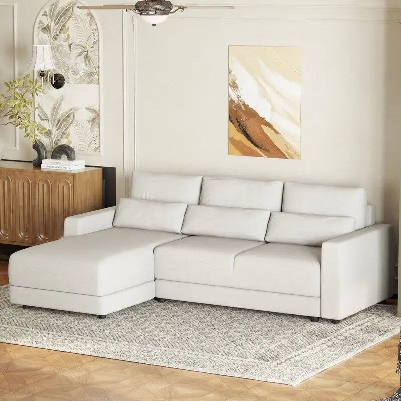 Canapé Sectionnel Modulable Forme L 92.9 pouces de large avec Coussins et 3 Oreillers