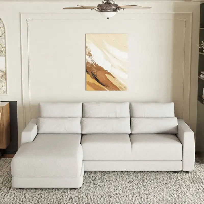 Canapé Sectionnel Modulable Forme L 92.9 pouces de large avec Coussins et 3 Oreillers