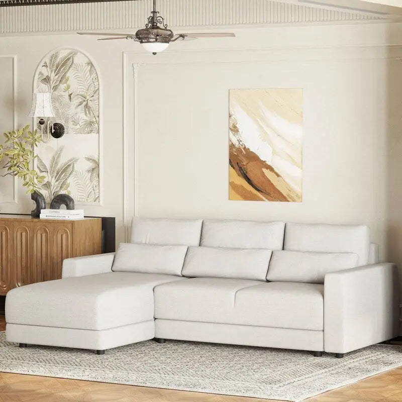 Canapé Sectionnel Modulable Forme L 92.9 pouces de large avec Coussins et 3 Oreillers