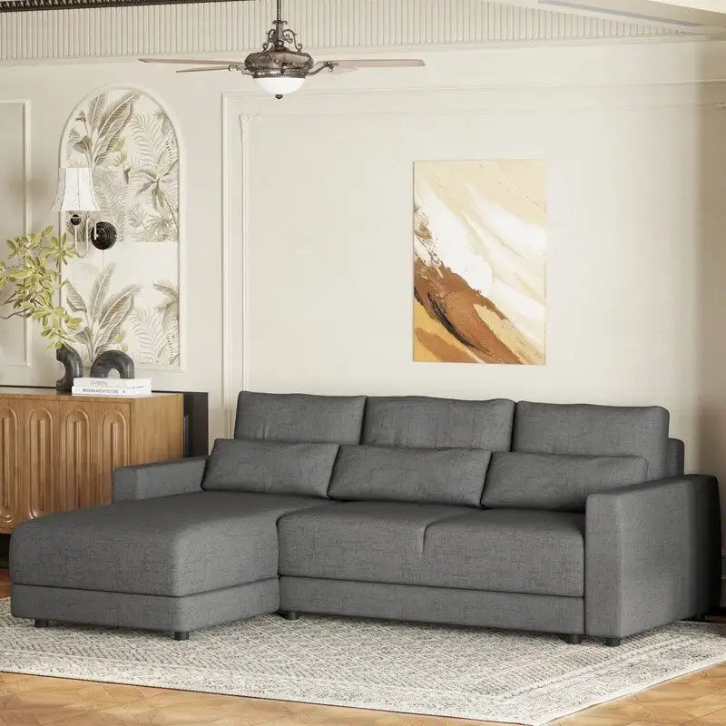 Canapé Sectionnel Modulable Forme L 92.9 pouces de large avec Coussins et 3 Oreillers