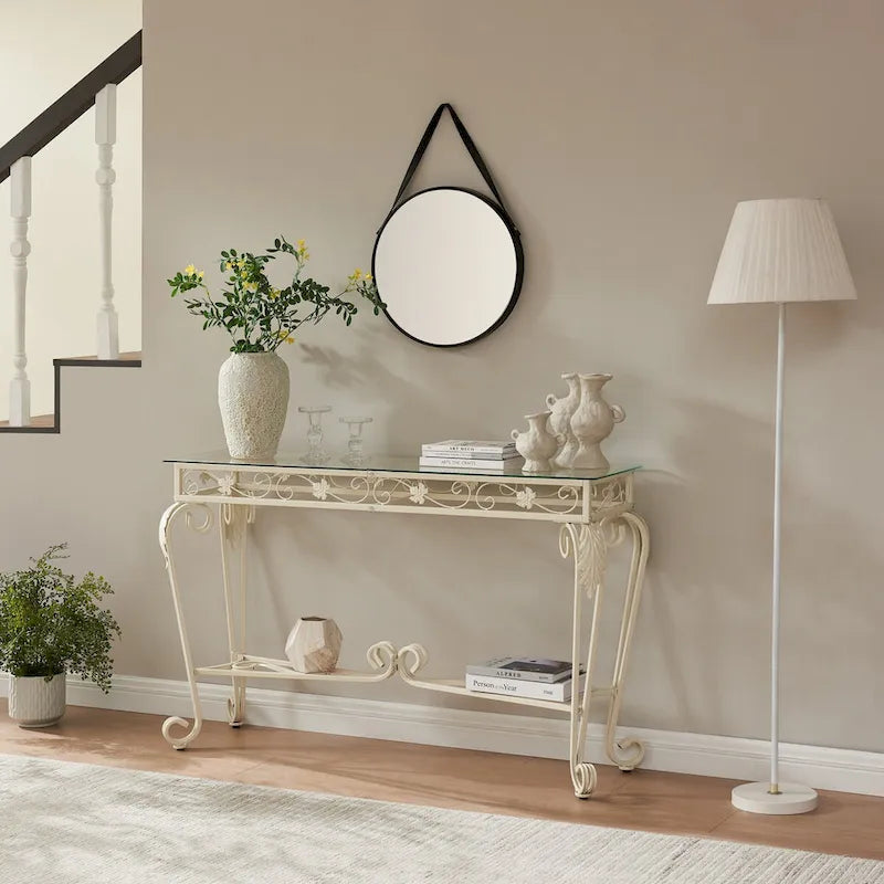 Tables console pour entrée, table de couloir robuste avec rangement