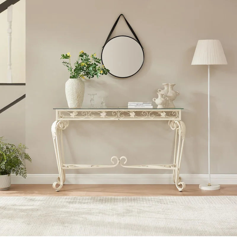 Tables console pour entrée, table de couloir robuste avec rangement