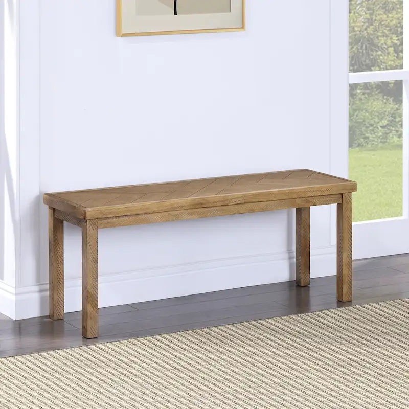 Banc d'entrée/salle à manger en bois motif chevron de 44 po de long