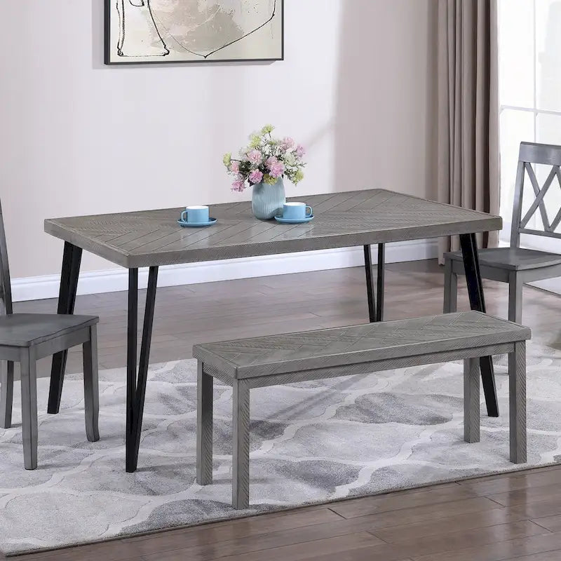 Banc d'entrée/salle à manger en bois motif chevron de 44 po de long