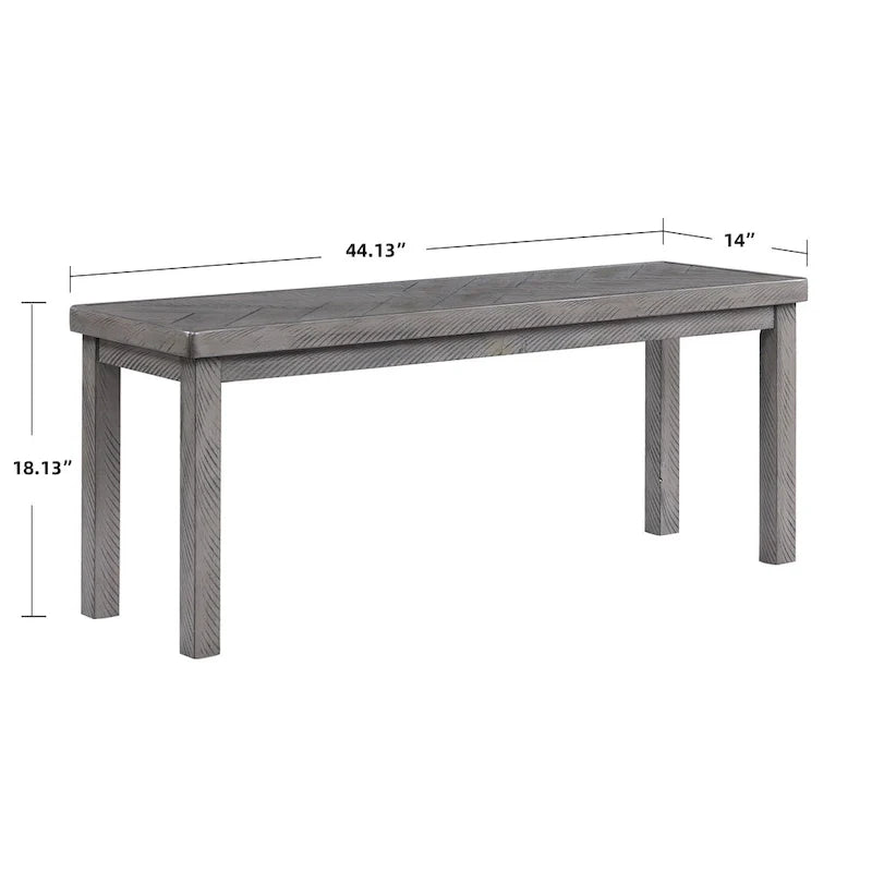 Banc d'entrée/salle à manger en bois motif chevron de 44 po de long