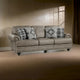 Canapé Jade 98 po, microfibre brun taupe, 4 oreillers, coussins moelleux, bois