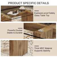 Table basse et table à manger modernes minimalistes en verre trempé avec autocollant, associées à des décorations dorées en MDF.