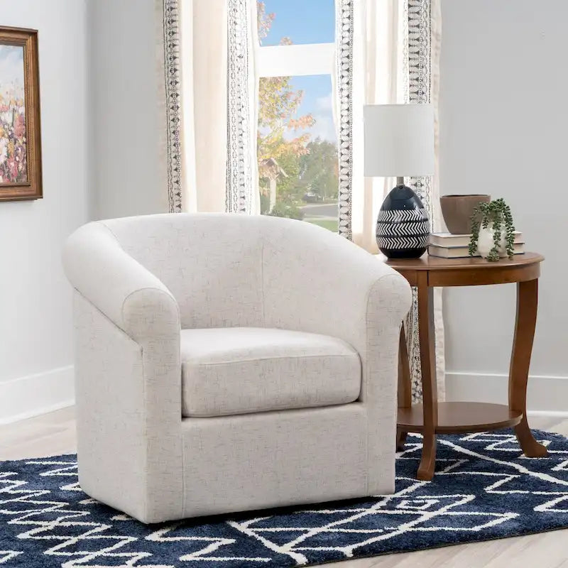 Fauteuil pivotant en tissu Moriarty Bone