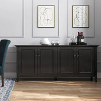 WYNDENHALL Halifax Armoire de rangement transitionnelle large en bois massif 66 po à 4 portes en brun hickory - 18p x 66l x 34h