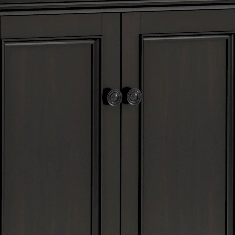 WYNDENHALL Halifax Armoire de rangement transitionnelle large en bois massif 66 po à 4 portes en brun hickory - 18p x 66l x 34h