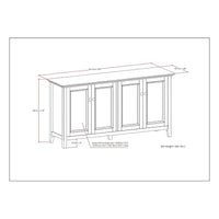 WYNDENHALL Halifax Armoire de rangement transitionnelle large en bois massif 66 po à 4 portes en brun hickory - 18p x 66l x 34h