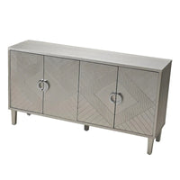 Meuble de rangement 4 portes avec pieds en pin et MDF