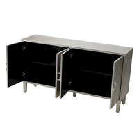 Meuble de rangement 4 portes avec pieds en pin et MDF