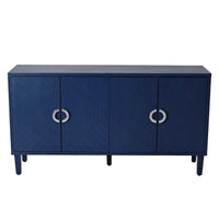 Meuble de rangement 4 portes avec pieds en pin et MDF