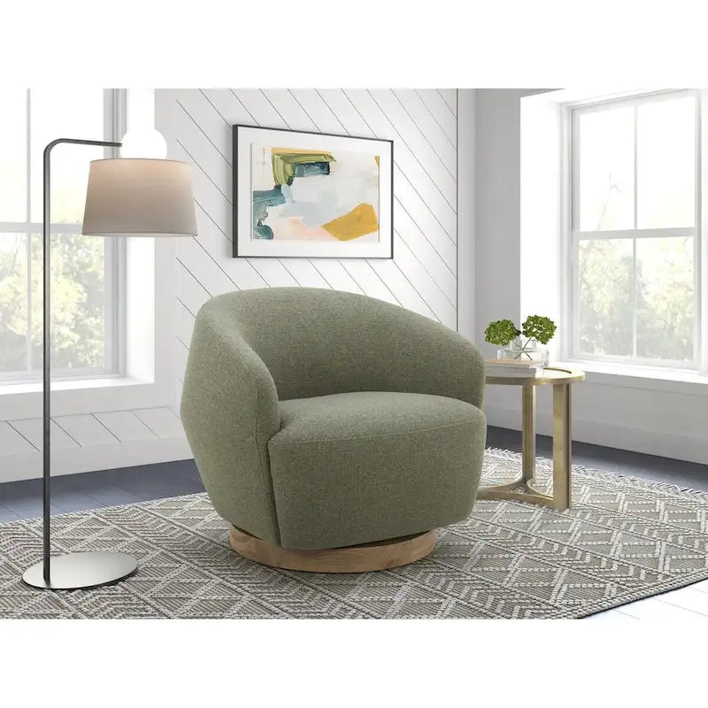 Fauteuil d'appoint pivotant moderne en tissu de chanvre Divani Casa Agatha