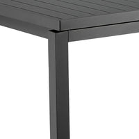 Table à manger extensible Meta de 95 pouces, cadre en aluminium gris, plateau à lattes