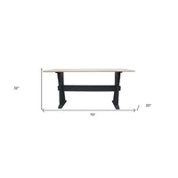 HomeRoots Console en marbre véritable 70 ivoire et noir avec tréteaux - 70