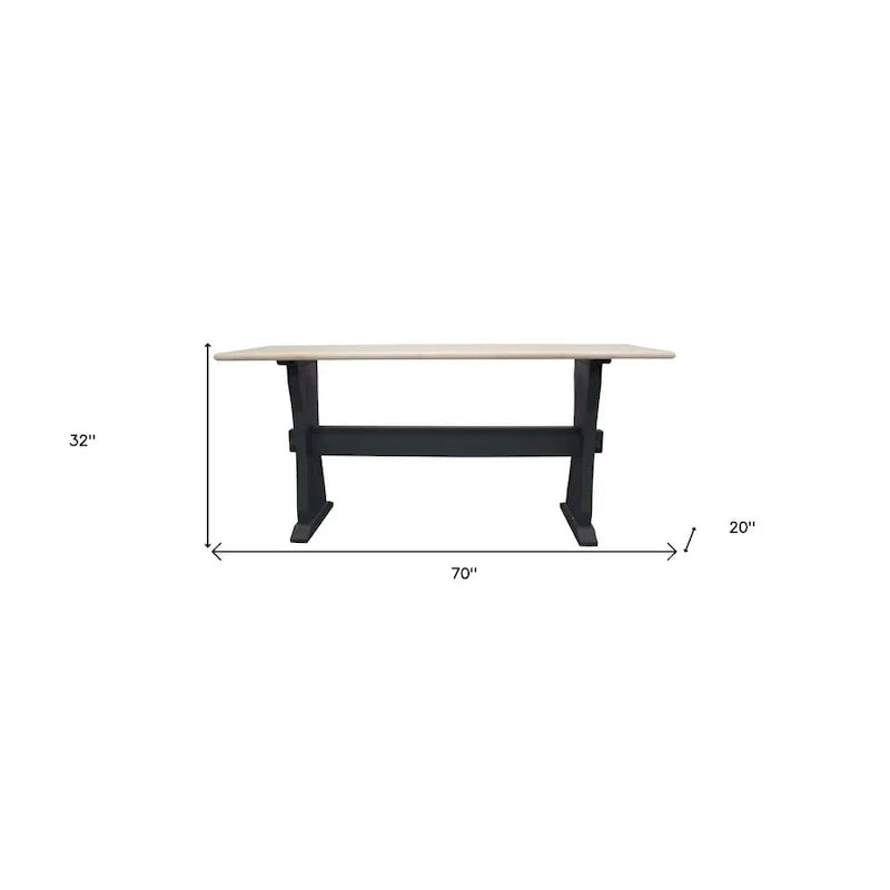 HomeRoots Console en marbre véritable 70 ivoire et noir avec tréteaux - 70