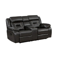 Causeuse inclinable manuelle double Millie de 76 pouces, porte-gobelets, similicuir gris