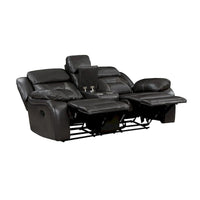 Causeuse inclinable manuelle double Millie de 76 pouces, porte-gobelets, similicuir gris
