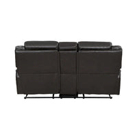 Causeuse inclinable manuelle double Millie de 76 pouces, porte-gobelets, similicuir gris