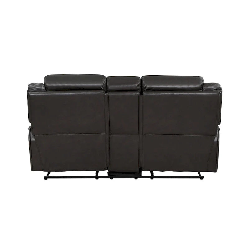 Causeuse inclinable manuelle double Millie de 76 pouces, porte-gobelets, similicuir gris