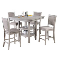 Ensemble de salle à manger 5 pièces hauteur comptoir, table et 4 chaises, sièges rembourrés, gris
