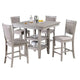 Ensemble de salle à manger 5 pièces hauteur comptoir, table et 4 chaises, sièges rembourrés, gris
