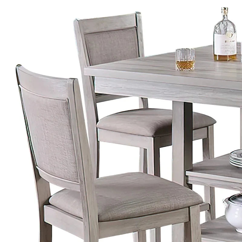 Ensemble de salle à manger 5 pièces hauteur comptoir, table et 4 chaises, sièges rembourrés, gris
