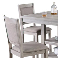 Ensemble de salle à manger 5 pièces hauteur comptoir, table et 4 chaises, sièges rembourrés, gris